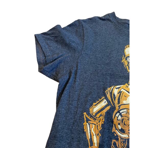 Star Wars T-Shirt Stay Golden Graphic C-3PO Crew Neck Heathered Navy/Gold M S - Picture 5 of 8